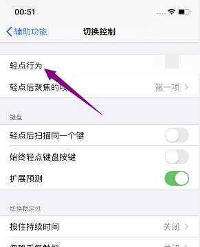 iphone怎么将切换控制轻点行为设为自动轻点