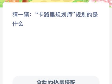 蚂蚁新村:猜一猜卡路里规划师规划的是什么